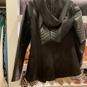 Blanc noir leather Moto jacket- leather and material